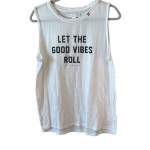 White Sleeveless Top with Graphic Print